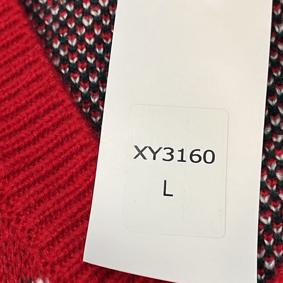 PATCHWORK knit MIX VEST RED GREEN WHITE Christmas holiday sweater PULLOVER NEW L - Picture 2 of 12